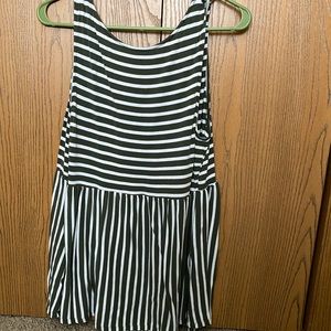 Green and white stripe maternity tank top